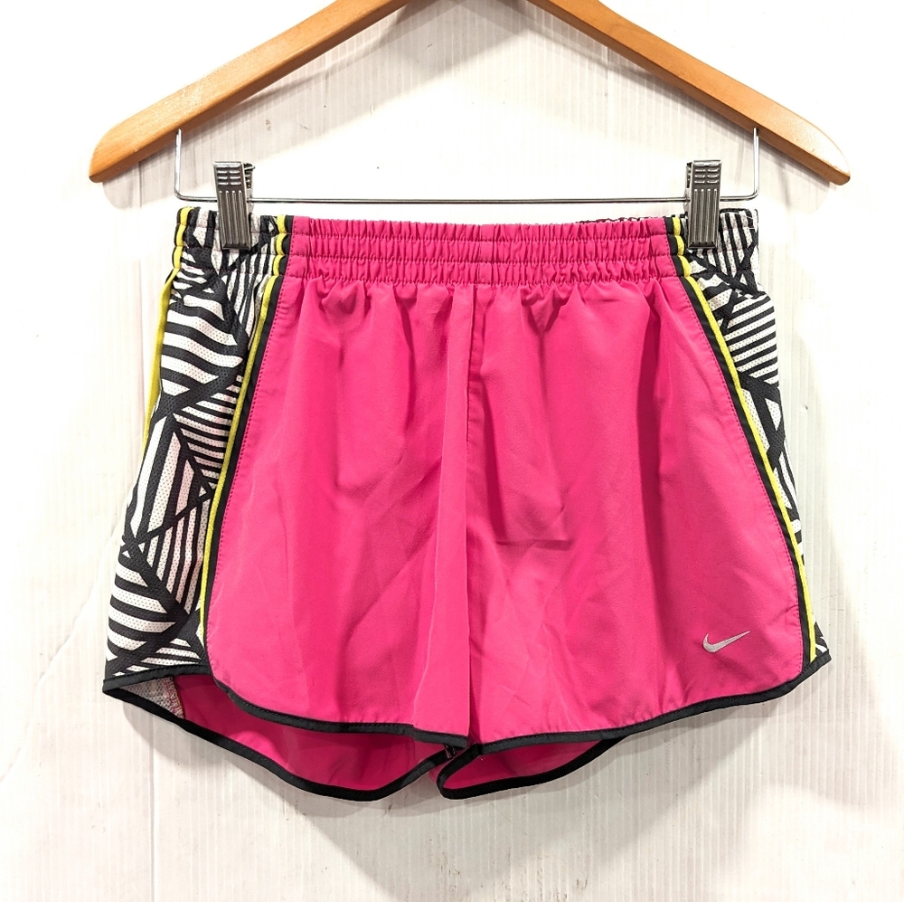NIKE Dri-fit women's pink and black geo print athletic running shorts